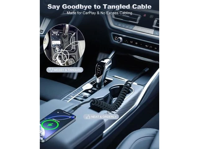 Alt view image 9 of 14 - USB C to USB C Cable 2Pack 3ft Coiled USB C Cable for Car 60W Fast Charging Retractable Nylon Braided USB-C Car Charger Cord for iPhone 17/16/15/Plus/Pro/Pro Max