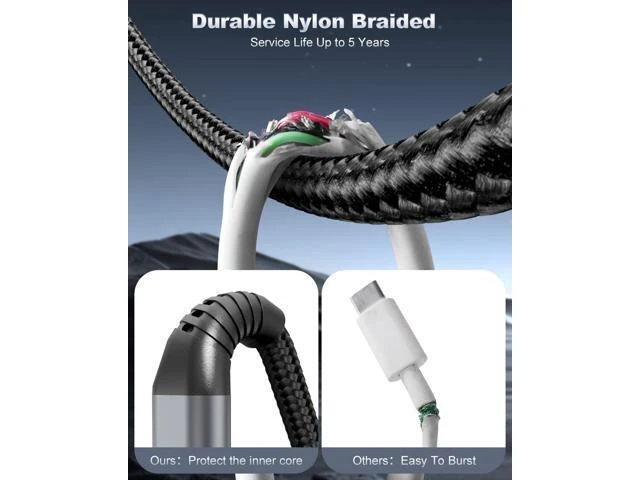 Alt view image 13 of 14 - USB C to USB C Cable 2Pack 3ft Coiled USB C Cable for Car 60W Fast Charging Retractable Nylon Braided USB-C Car Charger Cord for iPhone 17/16/15/Plus/Pro/Pro Max