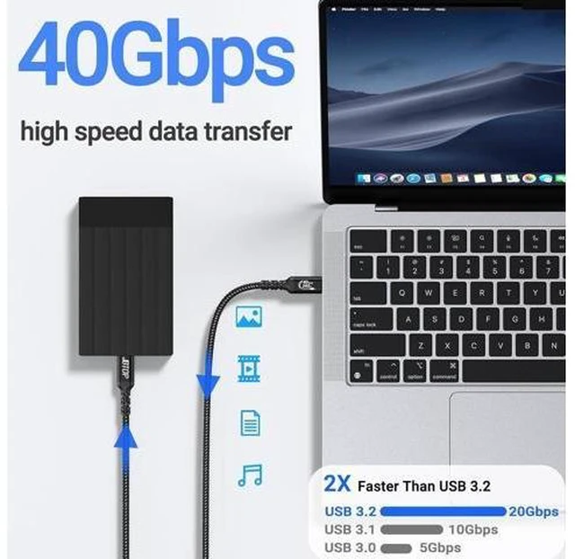 Alt view image 7 of 10 - USB 4 Data Cable(1.5FT 2packs) 40Gbps Data Transfer 8K Video and USB C to USB C 240W Charging Compatible with iPhone 15/Pro/Plus/Pro Max Galaxy Thunderbolt 4/3 Cable and USB-C