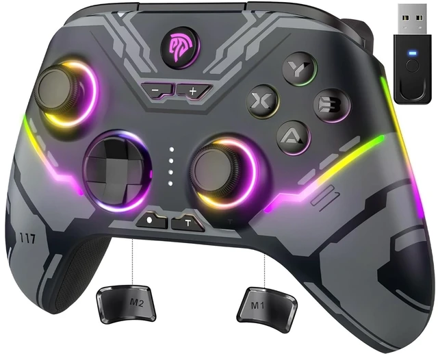 Alt view image 8 of 14 - X15 Wireless PC Controller with Hall Effect Joysticks & Triggers, RGB Lighting, 2 Back Buttons, 1000mAh Battery, Bluetooth Game Controller for Windows PC, Steam, Switch & Android