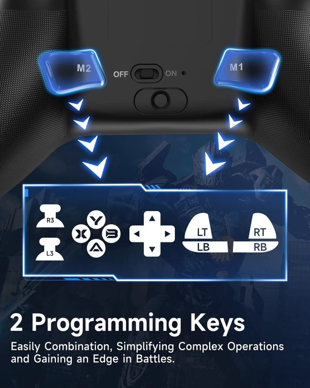 Alt view image 14 of 14 - X15 Wireless PC Controller with Hall Effect Joysticks & Triggers, RGB Lighting, 2 Back Buttons, 1000mAh Battery, Bluetooth Game Controller for Windows PC, Steam, Switch & Android