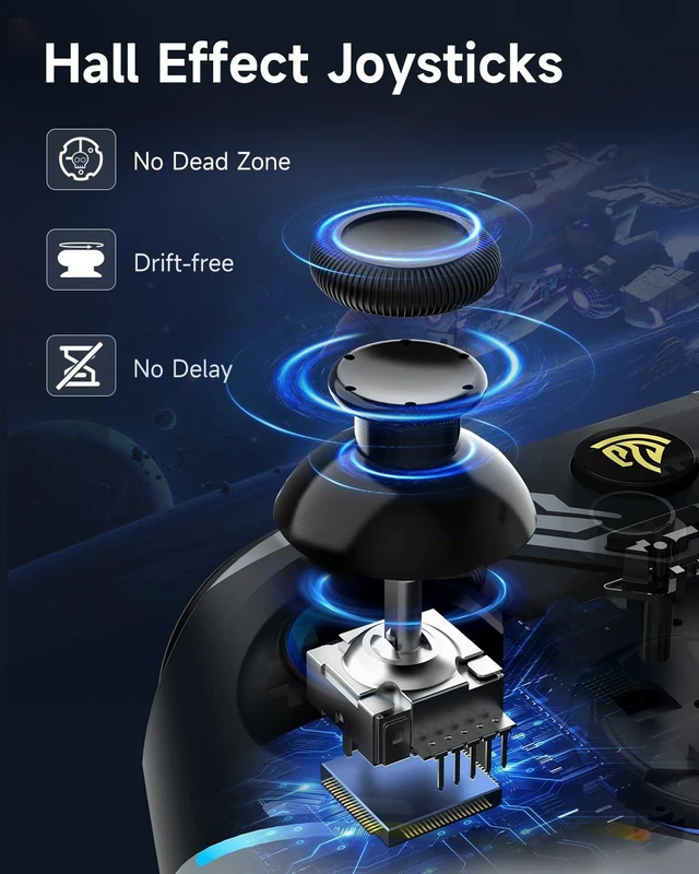 Alt view image 12 of 14 - X15 Wireless PC Controller with Hall Effect Joysticks & Triggers, RGB Lighting, 2 Back Buttons, 1000mAh Battery, Bluetooth Game Controller for Windows PC, Steam, Switch & Android