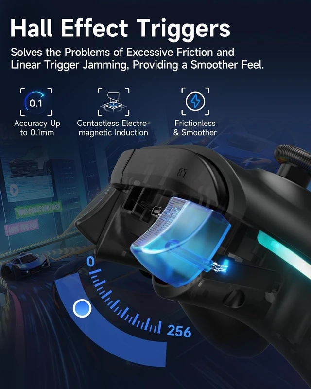 Alt view image 13 of 14 - X15 Wireless PC Controller with Hall Effect Joysticks & Triggers, RGB Lighting, 2 Back Buttons, 1000mAh Battery, Bluetooth Game Controller for Windows PC, Steam, Switch & Android