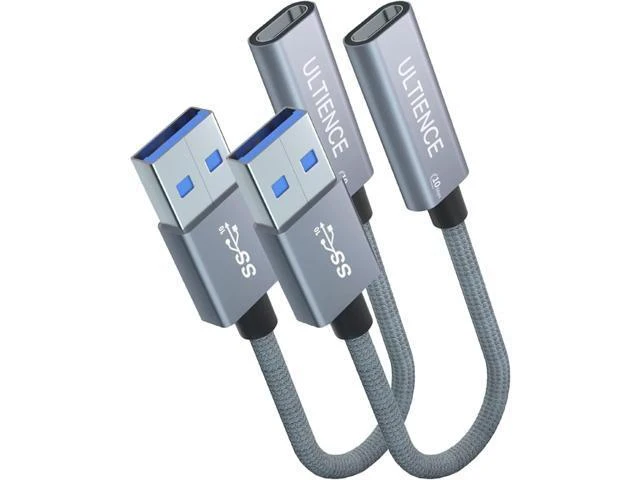 Alt view image 8 of 14 - USB to USB C Cable Adapter 2 Pack USB C Female to USB A Male Adapter - 10Gbps Data Transfer 60W Fast Charging Type-C 3.2 Converter Compatible with Laptops PCs Flash Drives (0.41 Ft Grey)