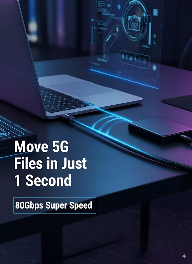 Alt view image 10 of 14 - USB C Cable 4ft Thunderbolt 5/4 Supported 80Gbps Data Transfer 240W Fast Charging Up to 120Gbps Bandwidth Compatible with 8K/4K Display for iPhone 17/16/15 Pro Max Plus MacBook