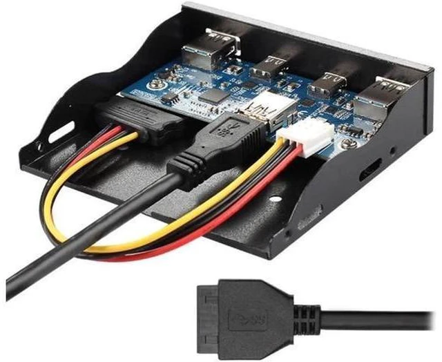 Alt view image 6 of 6 - Type-C USB3.0 Dual Ports & USB3.0 Type-A Dual Port HUB Front Panel to Motherboard 20Pin Connector Cable Cord for 3.5" Floppy Bay