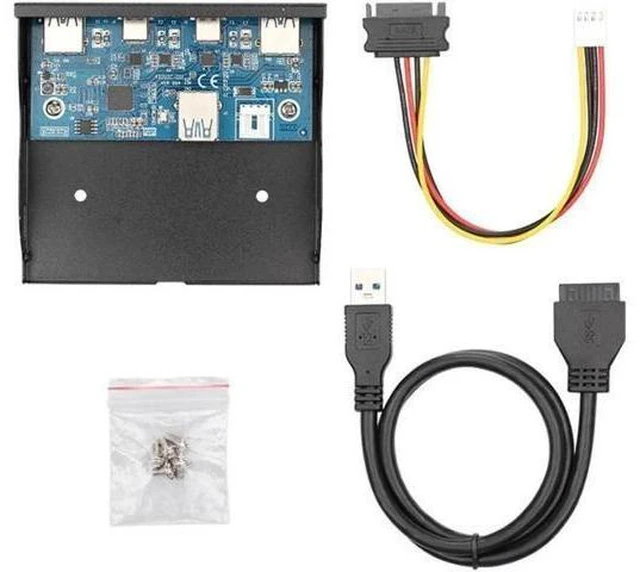 Alt view image 5 of 6 - Type-C USB3.0 Dual Ports & USB3.0 Type-A Dual Port HUB Front Panel to Motherboard 20Pin Connector Cable Cord for 3.5" Floppy Bay