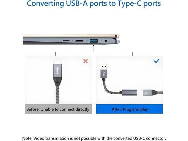 Alt view image 13 of 14 - USB to USB C Cable Adapter 2 Pack USB C Female to USB A Male Adapter - 10Gbps Data Transfer 60W Fast Charging Type-C 3.2 Converter Compatible with Laptops PCs Flash Drives (0.41 Ft Grey)