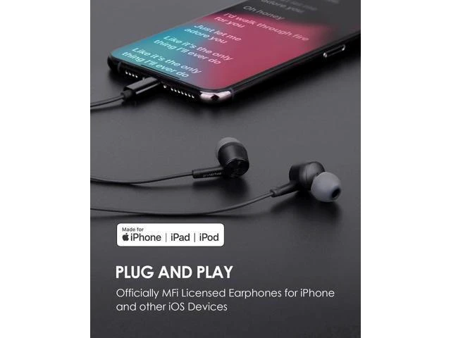 Alt view image 8 of 12 - iPhone Headphones Earbuds Earphones wtih Lightning Connector MFi Certified Compatible 14 13 12 11 Pro Max X XS XR 8 7 Plus with Microphone Controller SweetFlow Black