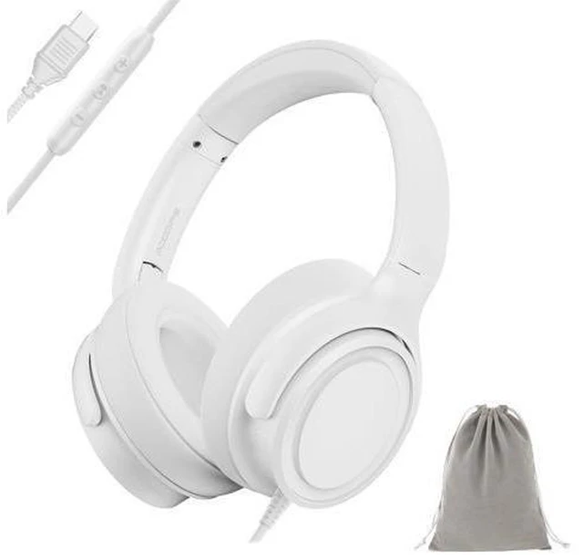 Alt view image 6 of 10 - ADOOPE Wired Over-Ear Headphones with USB C Connector, Hi-Fi Stereo Sound, Noise-Isolating Ear Cups, Comfortable Fit for USB C Devices (with Bag, White)