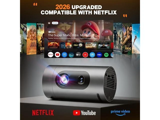 Alt view image 11 of 14 - Smart Projector with WiFi and Bluetooth, Mini Projector Supports 4K 1080P, Portable Movie Projectors Built-in Apps, Compatible with HDMI/USB/Smartphone/TV Box/Laptop for Bedroom, Office, Outdoor Use