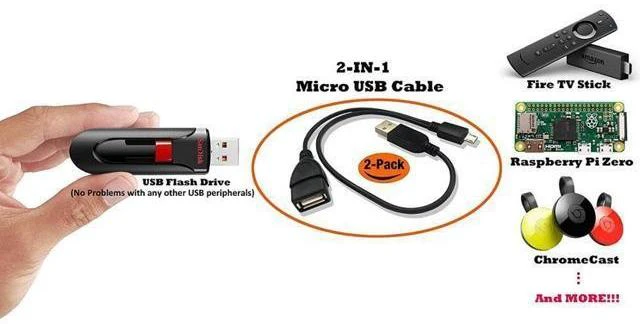 Alt view image 4 of 4 - 2-in-1 Micro USB to USB OTG Adapter (OTG Cable + TV's USB Power Cable) - 2 Pack