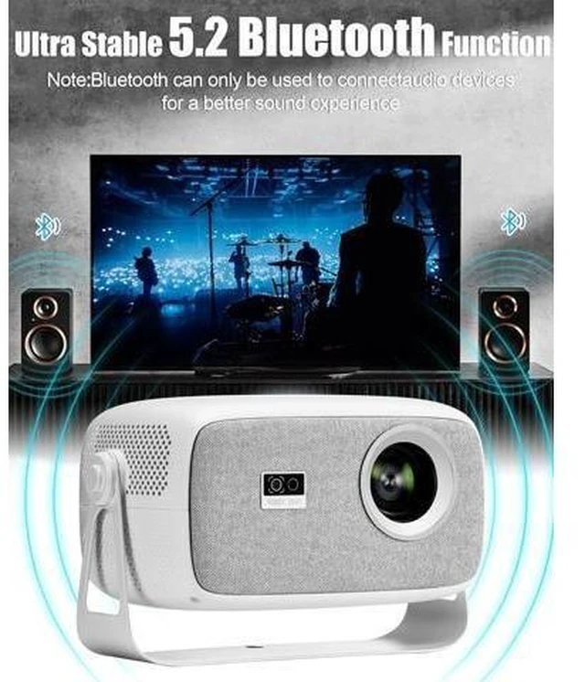 Alt view image 11 of 14 - Official Licensed Netflix & Electric FocusMini Projector with WIFI and Bluetooth, 270° rotation, Braided fabric design, Native 1080P Movie Projector with Built-in Speaker, 900ANSI, White Cool white