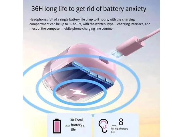 Alt view image 10 of 11 - Air31 TWS Wireless Earphones Transparent in Ear Headset ENC Sports Headphones LED Power Digital Display Stereo Sound Earbuds White