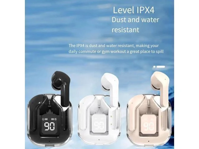 Alt view image 11 of 11 - Air31 TWS Wireless Earphones Transparent in Ear Headset ENC Sports Headphones LED Power Digital Display Stereo Sound Earbuds White