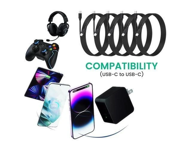 Alt view image 11 of 12 - 20-Pack USB C 48W PD Fast Charger Cable - Multipack USB-C to Type C Charging Cords Bulk 3.3ft