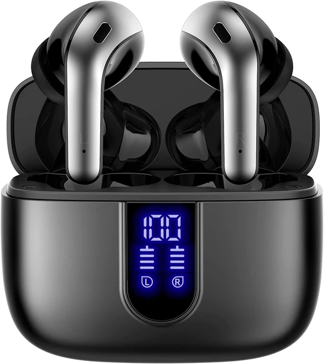 Alt view image 8 of 20 - Bluetooth Headphones True Wireless Earbuds 60H Playback LED Power Display Earphones with Wireless Charging Case IPX5 Waterproof in-Ear Ear buds with Mic for TV Smart Phone Laptop Computer Sports
