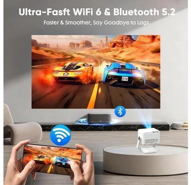 Alt view image 11 of 14 - Built-in Apps & Native 1080PSmart Mini Projector with WiFi and Bluetooth, 4K Outdoor Movie Projector with Electric Focus & Auto Keystone, YINCODI Portable Proyector for Bedroom/Home/Celling