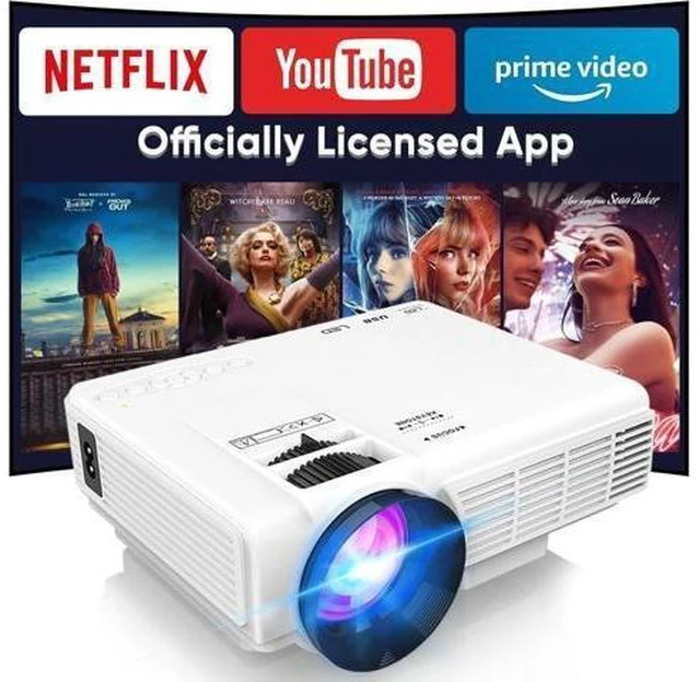 Alt view image 7 of 12 - 1080P Mini Projector with Screen, Portable Home Theater Movie Projector with Two-Way Bluetooth, HDMI/USB Input for Smartphone/TV Stick, Ideal for Indoor & Outdoor Use Netflix Version