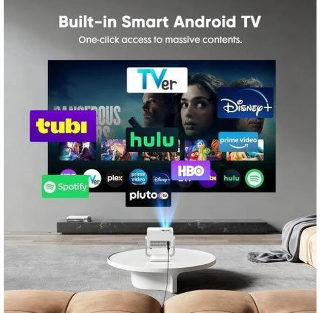 Alt view image 9 of 14 - Built-in Apps & Native 1080PSmart Mini Projector with WiFi and Bluetooth, 4K Outdoor Movie Projector with Electric Focus & Auto Keystone, YINCODI Portable Proyector for Bedroom/Home/Celling