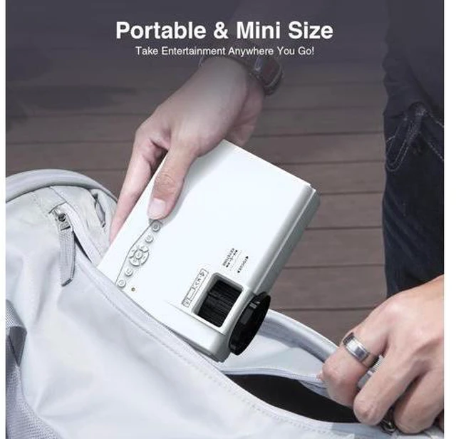 Alt view image 12 of 12 - 1080P Mini Projector with Screen, Portable Home Theater Movie Projector with Two-Way Bluetooth, HDMI/USB Input for Smartphone/TV Stick, Ideal for Indoor & Outdoor Use Netflix Version