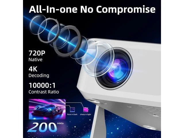 Alt view image 12 of 14 - Mini Projector with WiFi 6 and Bluetooth 5.2, Portable Projector 4K Support, Auto Vertical Keystone 270° Rotatable, Compatible with Smartphone/TV Stick/Box/USB/HDMI