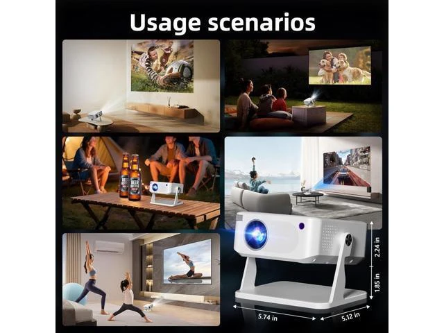Alt view image 10 of 14 - Mini Projector with WiFi 6 and Bluetooth 5.2, Portable Projector 4K Support, Auto Vertical Keystone 270° Rotatable, Compatible with Smartphone/TV Stick/Box/USB/HDMI