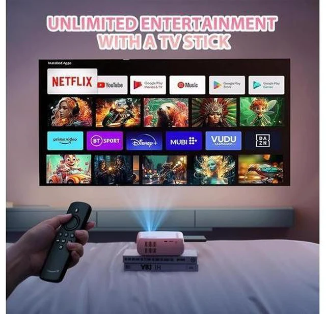 Alt view image 9 of 14 - Mini Projector WiFi Home Theater Portable Projector, Phones Can Be Connected to The Movie Projector Via WiFi or Via Data Cable, Compatible With Smartphone/ Tablet/ Laptop/ TV Stick/ USB Drive Pink
