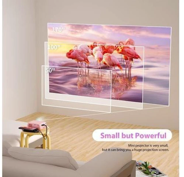 Alt view image 13 of 14 - Mini Projector WiFi Home Theater Portable Projector, Phones Can Be Connected to The Movie Projector Via WiFi or Via Data Cable, Compatible With Smartphone/ Tablet/ Laptop/ TV Stick/ USB Drive Pink