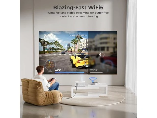 Alt view image 9 of 14 - Mini Smart Projector with WiFi and Bluetooth - Compatible with Netflix/YouTube/PrimeVideo, Electric Focus & Keystone, Short Throw Portable Video Projector Full HD for Indoor/Outdoor/Camping