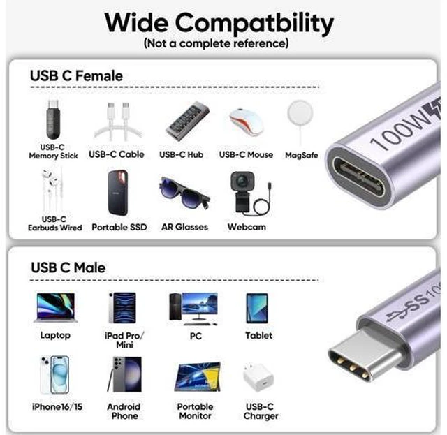 Alt view image 12 of 14 - USB C Extension Cable 15ft, USBC Type C Male to Female 5Gbps Data Transfer/100W Charging/4K@60Hz Display Cord Extender USB3.2 Gen2 for Laptop Tablet Mobile Phone and More