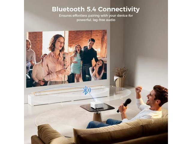 Alt view image 10 of 14 - Mini Smart Projector with WiFi and Bluetooth - Compatible with Netflix/YouTube/PrimeVideo, Electric Focus & Keystone, Short Throw Portable Video Projector Full HD for Indoor/Outdoor/Camping