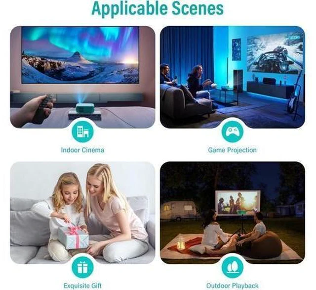 Alt view image 12 of 14 - Mini Projector WiFi Home Theater Portable Projector, Phones Can Be Connected to The Movie Projector Via WiFi or Via Data Cable, Compatible With Smartphone/ Tablet/ Laptop/ TV Stick/ USB Drive