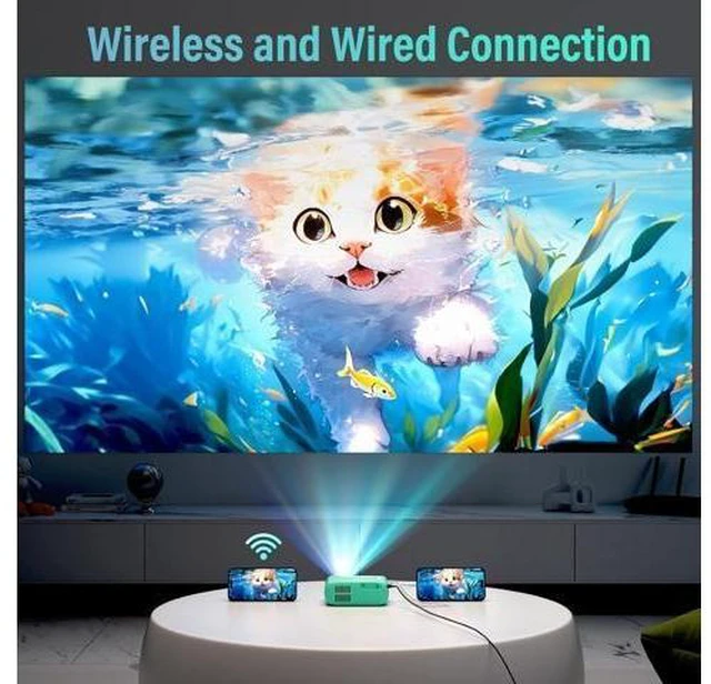 Alt view image 14 of 14 - Mini Projector WiFi Home Theater Portable Projector, Phones Can Be Connected to The Movie Projector Via WiFi or Via Data Cable, Compatible With Smartphone/ Tablet/ Laptop/ TV Stick/ USB Drive