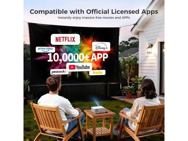 Alt view image 11 of 14 - Mini Smart Projector with WiFi and Bluetooth - Compatible with Netflix/YouTube/PrimeVideo, Electric Focus & Keystone, Short Throw Portable Video Projector Full HD for Indoor/Outdoor/Camping