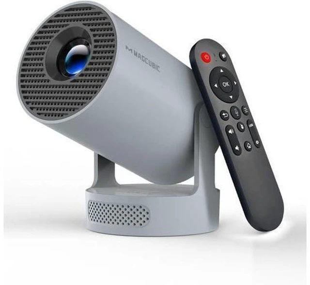 Alt view image 7 of 12 - ini Projector with WiFi 6 and Bluetooth 5.4, Portable Projector 4K Support, 5W Soundbase Speaker, Auto Vertical Keystone 180°Rotatable Smart Proyector for Movie Home Outdoor Manual Focus Grey
