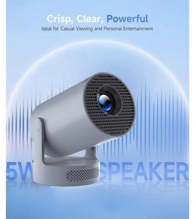 Alt view image 8 of 12 - ini Projector with WiFi 6 and Bluetooth 5.4, Portable Projector 4K Support, 5W Soundbase Speaker, Auto Vertical Keystone 180°Rotatable Smart Proyector for Movie Home Outdoor Manual Focus Grey