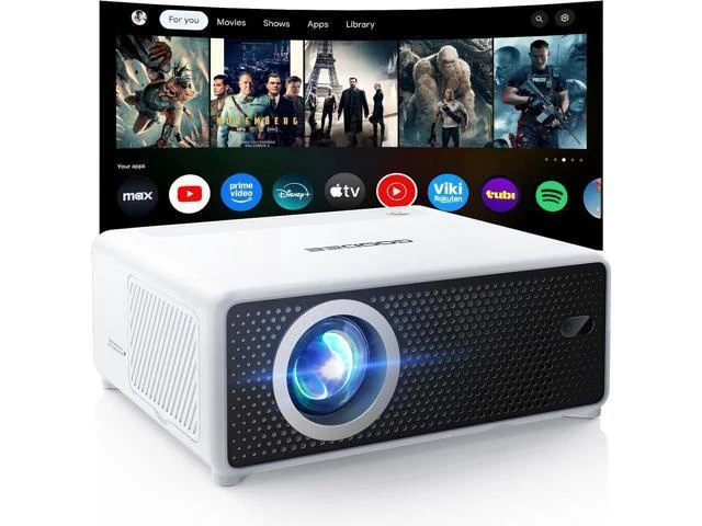 Alt view image 14 of 14 - Mini Smart Projector with WiFi and Bluetooth - Compatible with Netflix/YouTube/PrimeVideo, Electric Focus & Keystone, Short Throw Portable Video Projector Full HD for Indoor/Outdoor/Camping
