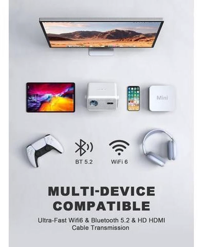 Alt view image 13 of 14 - Mini Projector, VISSPL Full HD 1080P Video Projector, Portable Outdoor Projector with Tripod, Kids Gift, Home Theater Movie Phone Projector Compatible with Android/iOS/Windows/TV Stick/HDMI/USB