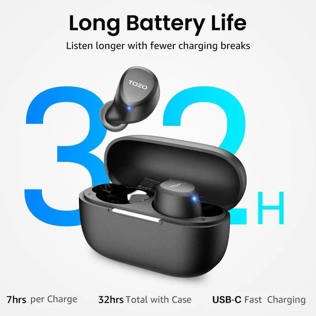 Alt view image 12 of 14 - A1 Wireless Earbuds Bluetooth 5.3 Light Weight in Ear IPX5 Waterproof Headphones 2 Mic for AI Calls, Immersive Premium Sound Bass Headset with Charging Case, 32 Presets EQ Customization via App