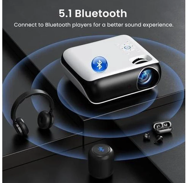 Alt view image 9 of 14 - Native 1080P Bluetooth Mini Projector, Full HD Portable Outdoor Movie Projector with Built-in Speaker, Compatible with Smartphone, HDMI, USB, AV, Fire Stick, PS5 for Home, Bedroom, Outdoor Use