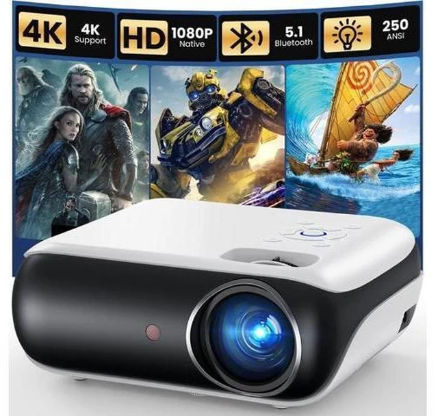 Alt view image 8 of 14 - Native 1080P Bluetooth Mini Projector, Full HD Portable Outdoor Movie Projector with Built-in Speaker, Compatible with Smartphone, HDMI, USB, AV, Fire Stick, PS5 for Home, Bedroom, Outdoor Use
