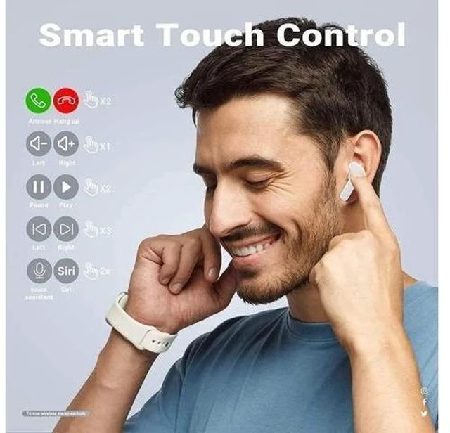 Alt view image 11 of 11 - T6 TWS Earbuds Wireless Blue Tooth 5.0 ENC Sport Gaming Headsets Noise ReductionMic Stereo Headphones with LED Display Earphone Sky Blue
