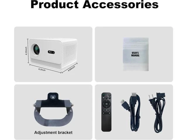 Alt view image 12 of 12 - Mini Projector Support 4K with WiFi and Bluetooth, Built-in APPS & Electric Focus, 300 ANSI & Auto Keystone Portable Projector, 200" Screen Compatible with iPhone/Laptop/TV Stick for Bedroom Outdoor