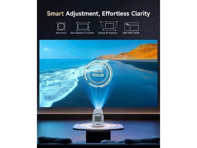 Alt view image 13 of 14 - Auto Focus&1080PMini Smart Projector with 4K Support, Portable Projector with Wifi and Bluetooth, 5W Speaker, Built in Apps, Voice Control, Outdoor Movie Projector