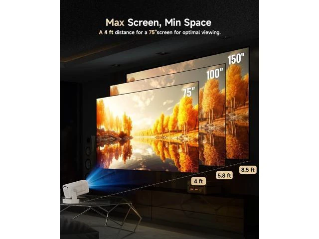 Alt view image 10 of 14 - Auto Focus&1080PMini Smart Projector with 4K Support, Portable Projector with Wifi and Bluetooth, 5W Speaker, Built in Apps, Voice Control, Outdoor Movie Projector
