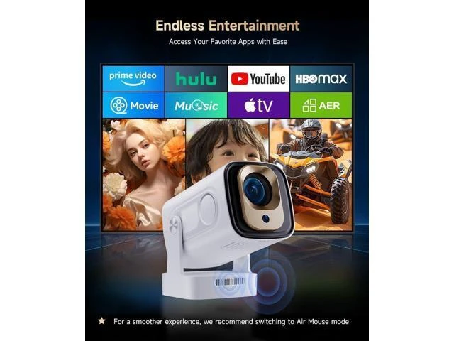 Alt view image 14 of 14 - Auto Focus&1080PMini Smart Projector with 4K Support, Portable Projector with Wifi and Bluetooth, 5W Speaker, Built in Apps, Voice Control, Outdoor Movie Projector