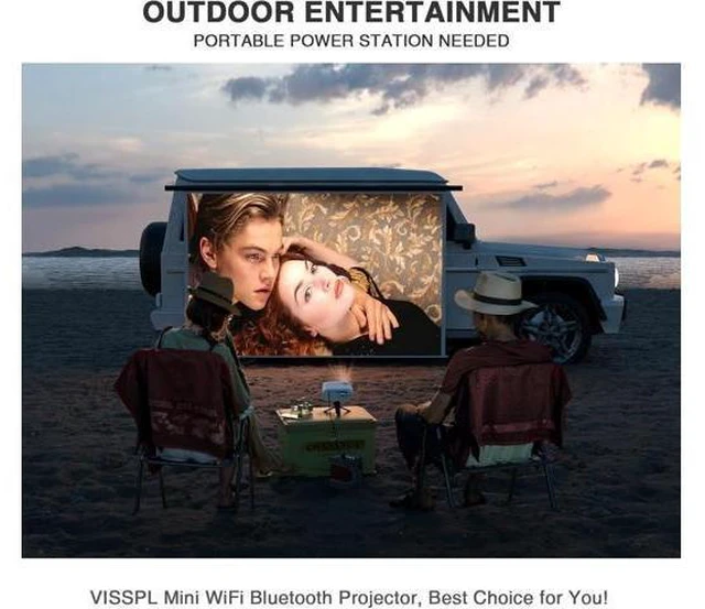 Alt view image 12 of 14 - Mini Projector, VISSPL Full HD 1080P Video Projector, Portable Outdoor Projector with Tripod, Kids Gift, Home Theater Movie Phone Projector Compatible with Android/iOS/Windows/TV Stick/HDMI/USB