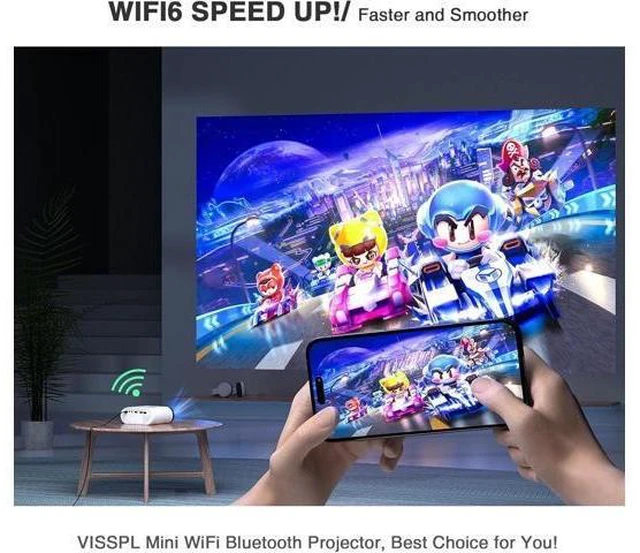 Alt view image 14 of 14 - Mini Projector, VISSPL Full HD 1080P Video Projector, Portable Outdoor Projector with Tripod, Kids Gift, Home Theater Movie Phone Projector Compatible with Android/iOS/Windows/TV Stick/HDMI/USB