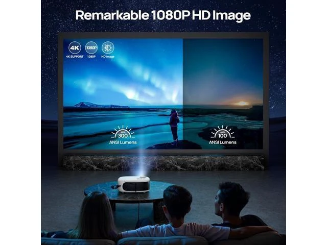 Alt view image 10 of 14 - Mini Projector with WiFi and Bluetooth, 1080P/4K Supported Movie Projector with 5G WiFi 6, USB-C Fast Charging | Portable Projector for Bedroom, Small Projector Wide Compatible, (Navy Blue)
